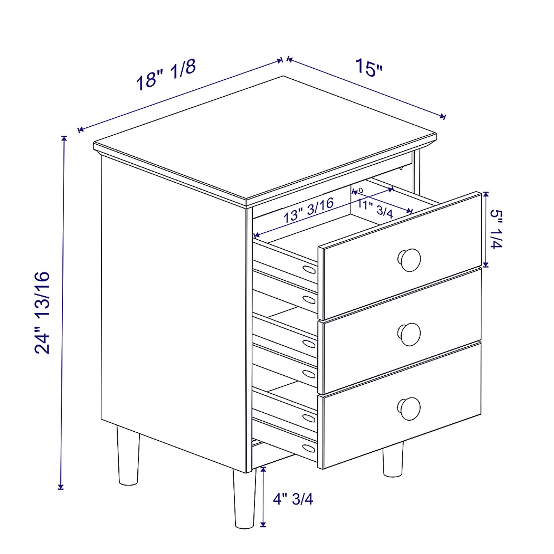 Cadmium Walnut 3 Drawer Nightstand - Image 5