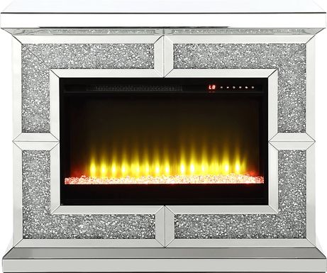 Cadogen Silver 41 in. Console, With Electric Fireplace