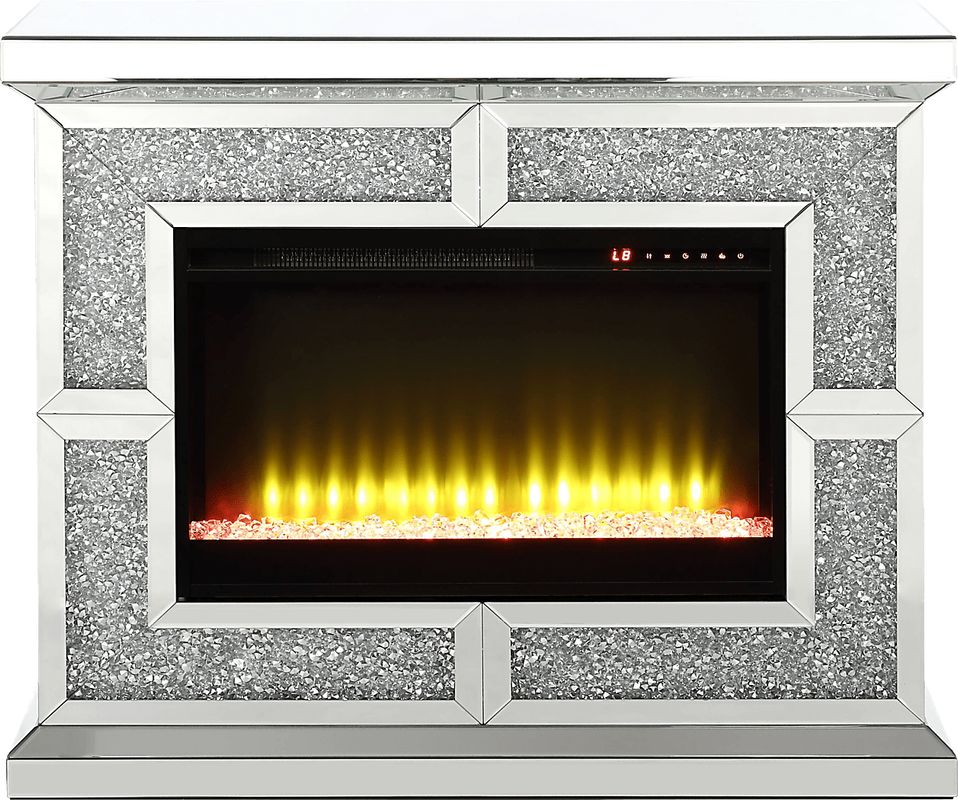 Cadogen Silver 41 in. Console, With Electric Fireplace