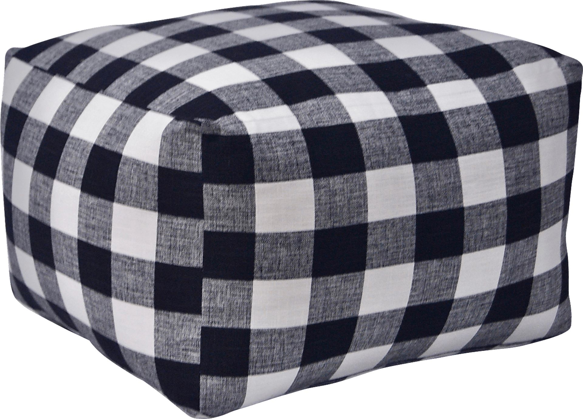 Caelus Black Plaid Square Pouf - Image 1