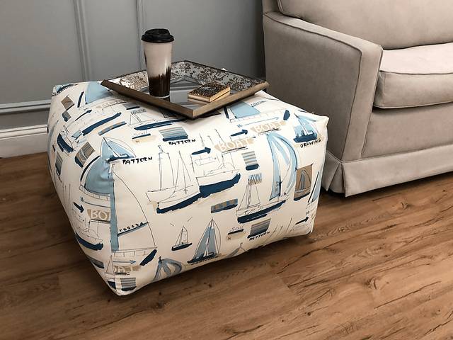 Caelus Blue Square Pouf - Thumbnail - Image 3