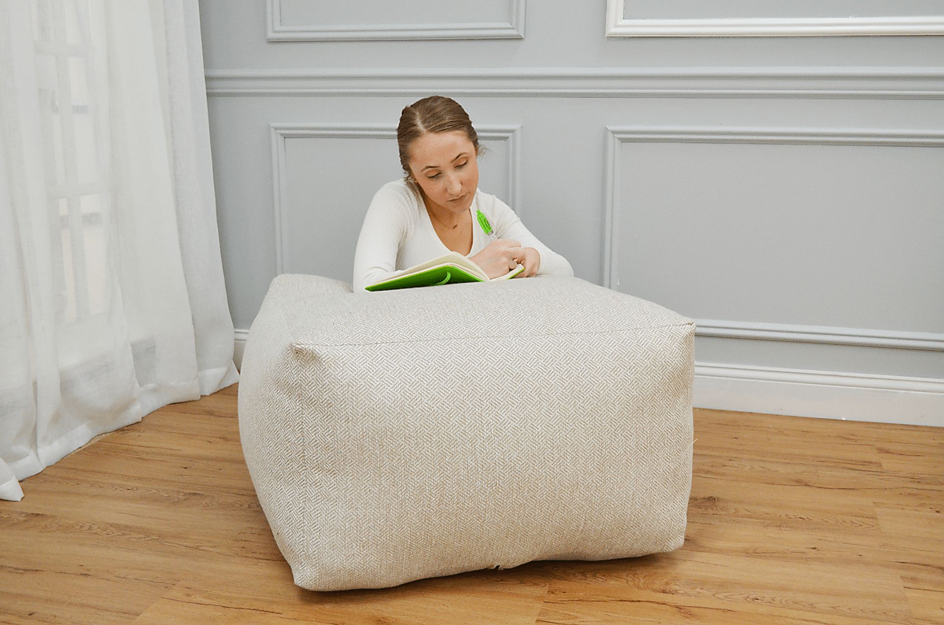 Caelus Tan Square Pouf - Image 3