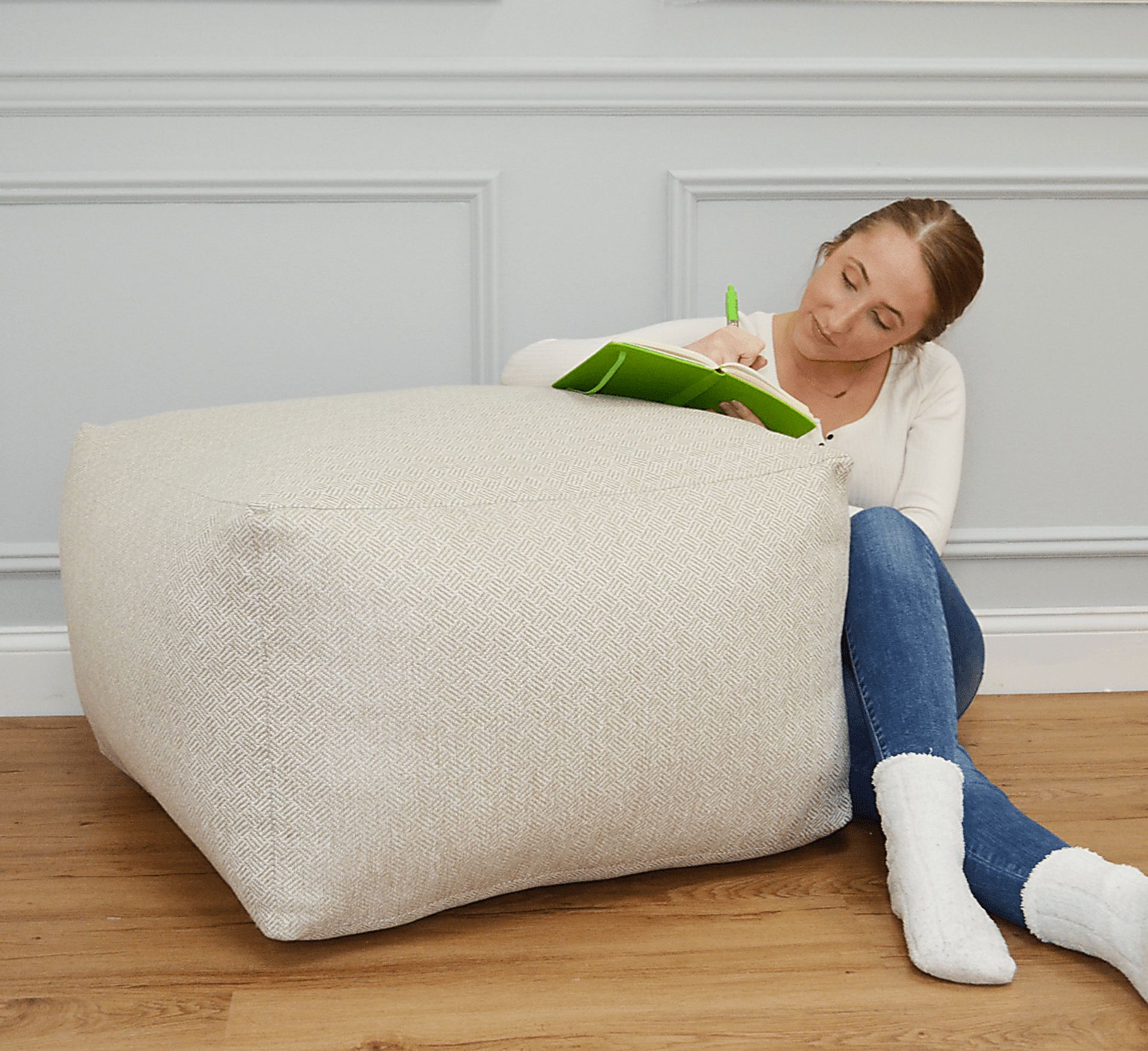 Caelus Tan Square Pouf - Image 4