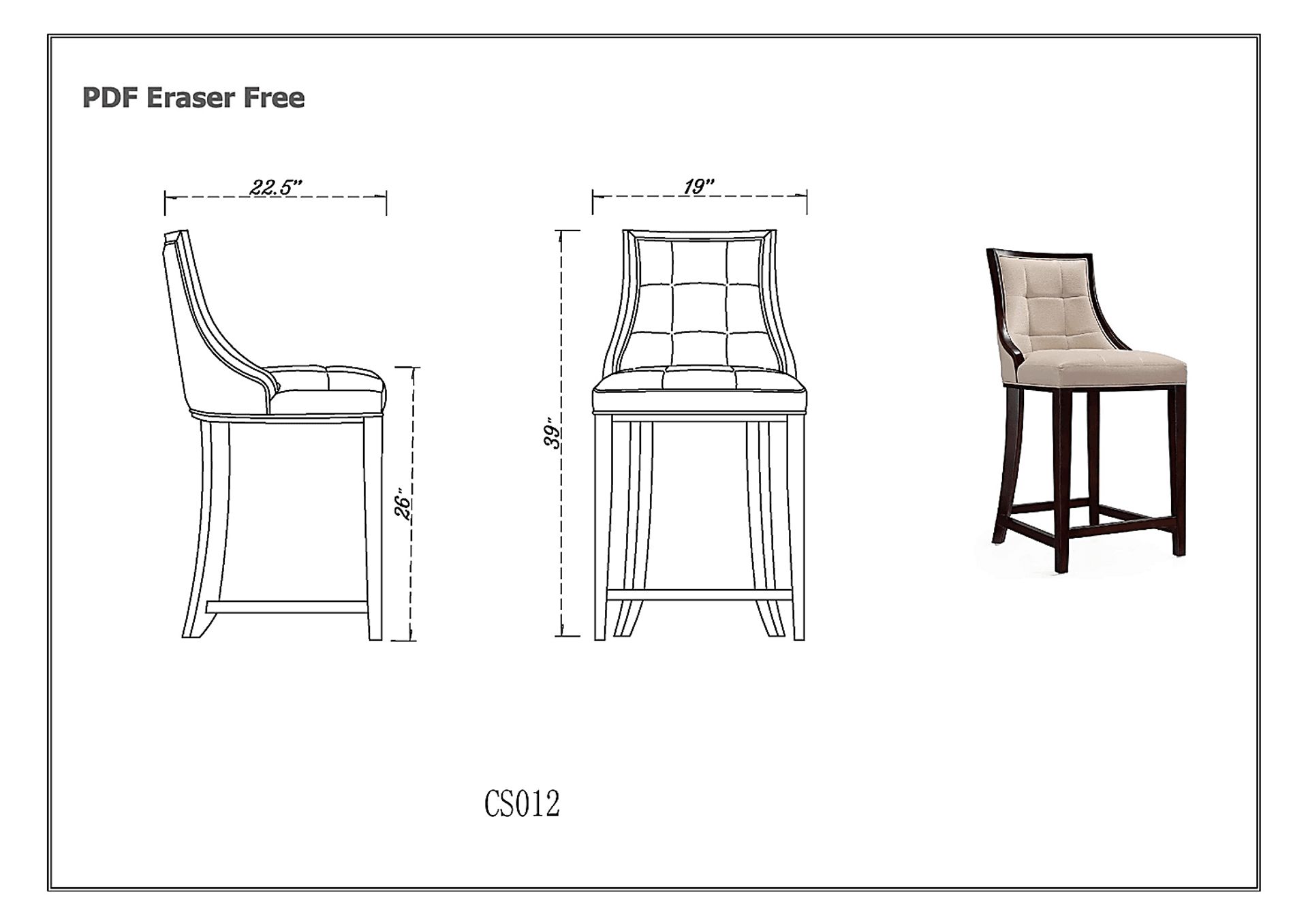 Cahabay Cream Counter Height Stool - Image 3