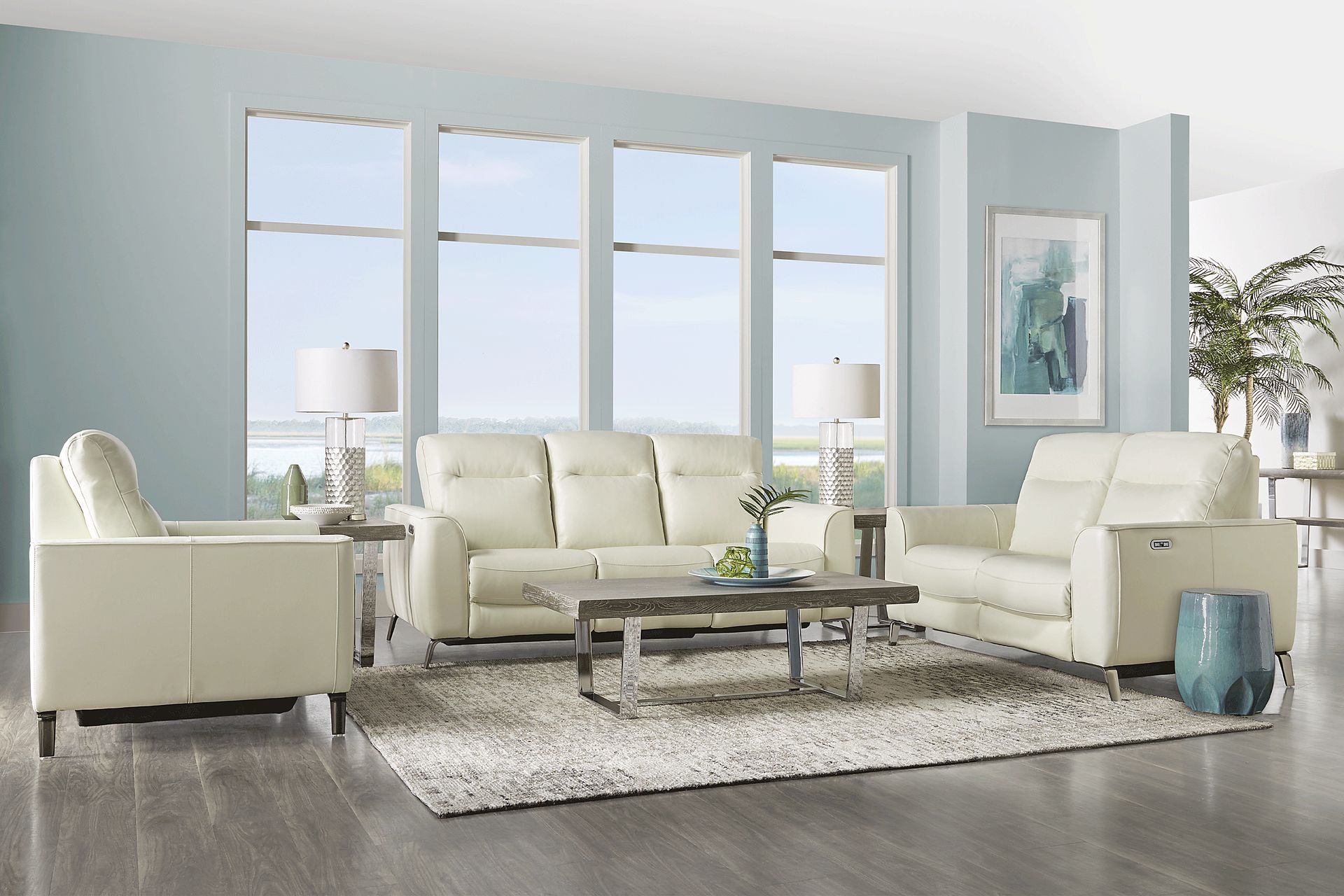 Calabra Ice Leather 3 Pc Reclining Living Room - Image 1