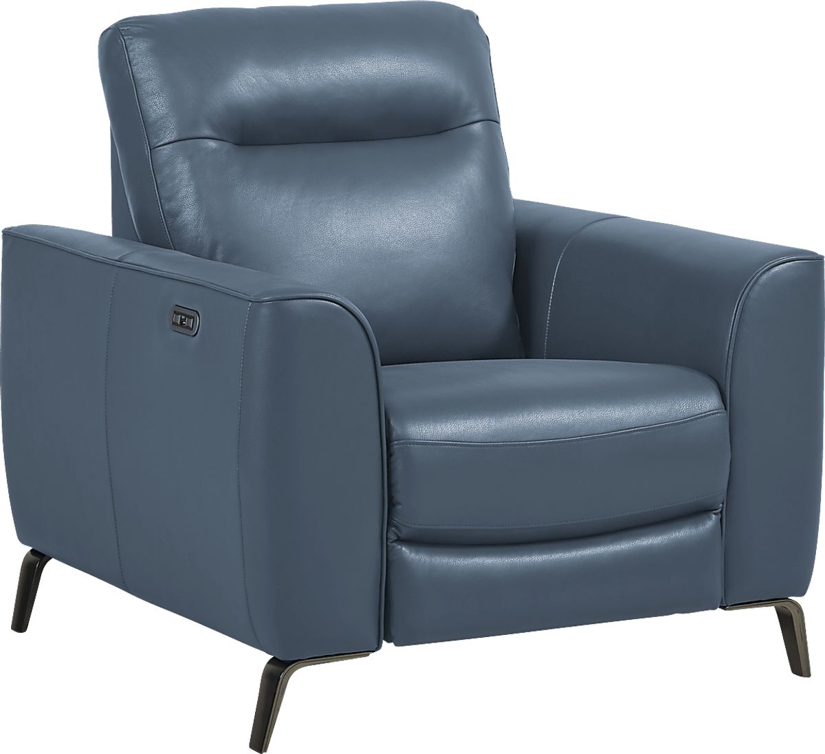 Calabra Ocean Blue Leather Power Recliner Rooms to Go
