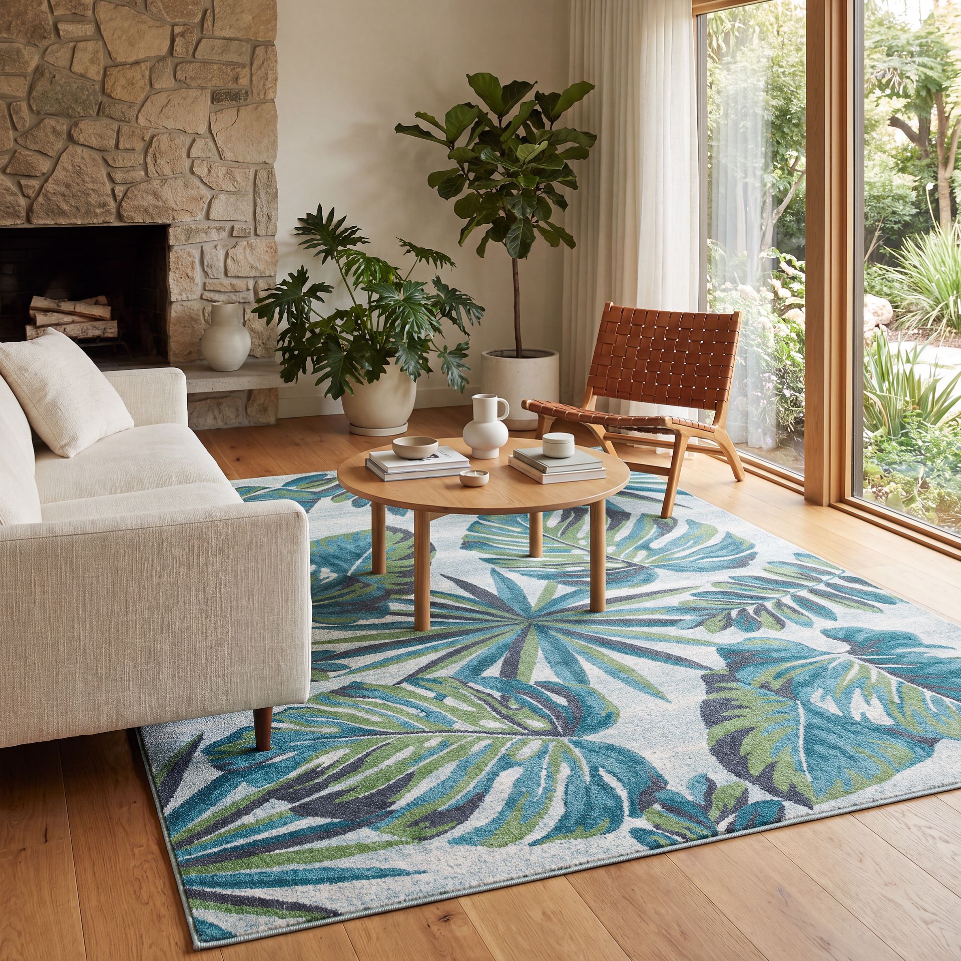 Caladium Palm Teal 5'3 x 7'7 Rug - Image 3