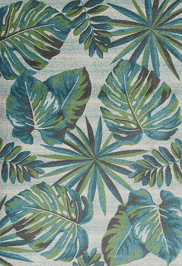 Caladium Palm Teal 5'3 x 7'7 Rug - Thumbnail - Image 1
