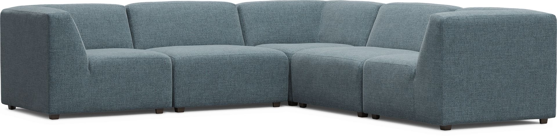 Calay 5 Pc Outdoor Sectional with Teal Slipcovers - Image 1