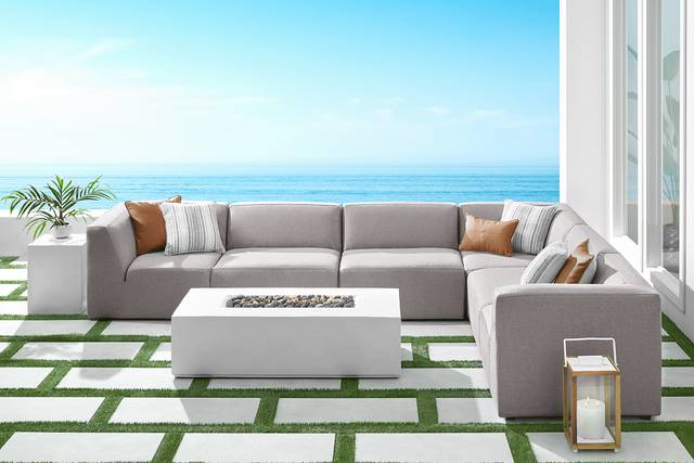 Calay 6 Pc Outdoor Sectional With Ash Slipcovers - Thumbnail - Image 2
