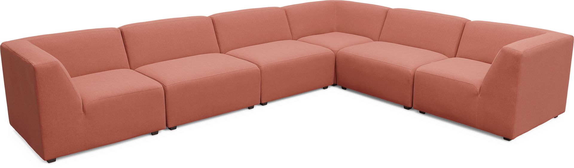 Calay 6 Pc Outdoor Sectional with Persimmon Slipcovers - Image 1