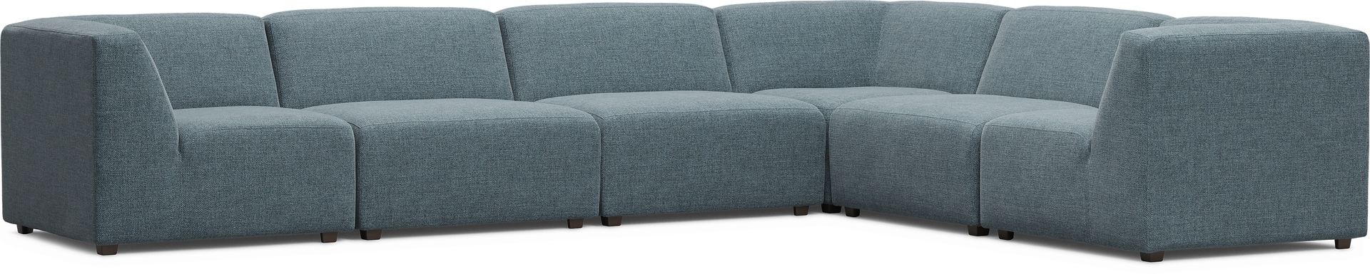 Calay 6 Pc Outdoor Sectional with Teal Slipcovers - Image 3