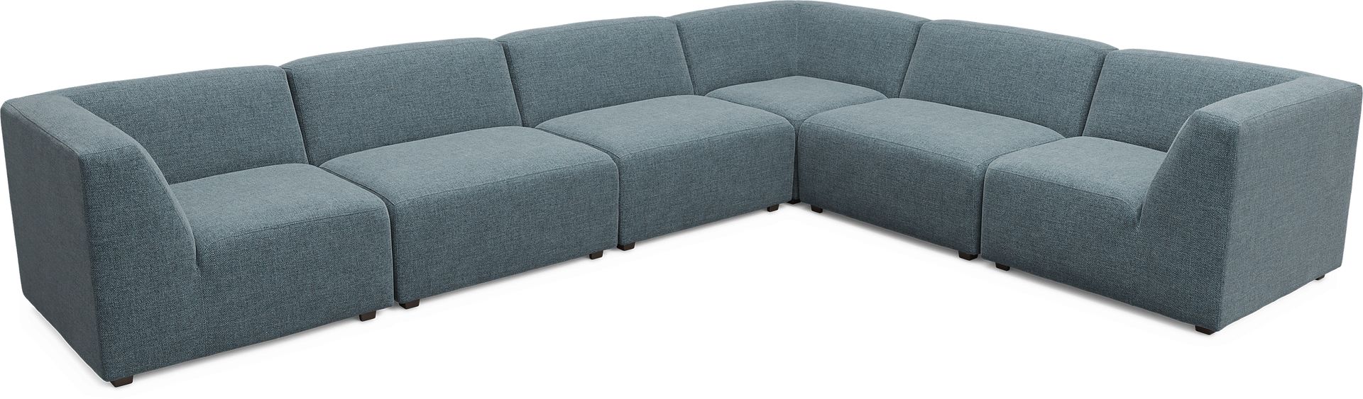 Calay 6 Pc Outdoor Sectional with Teal Slipcovers - Image 1
