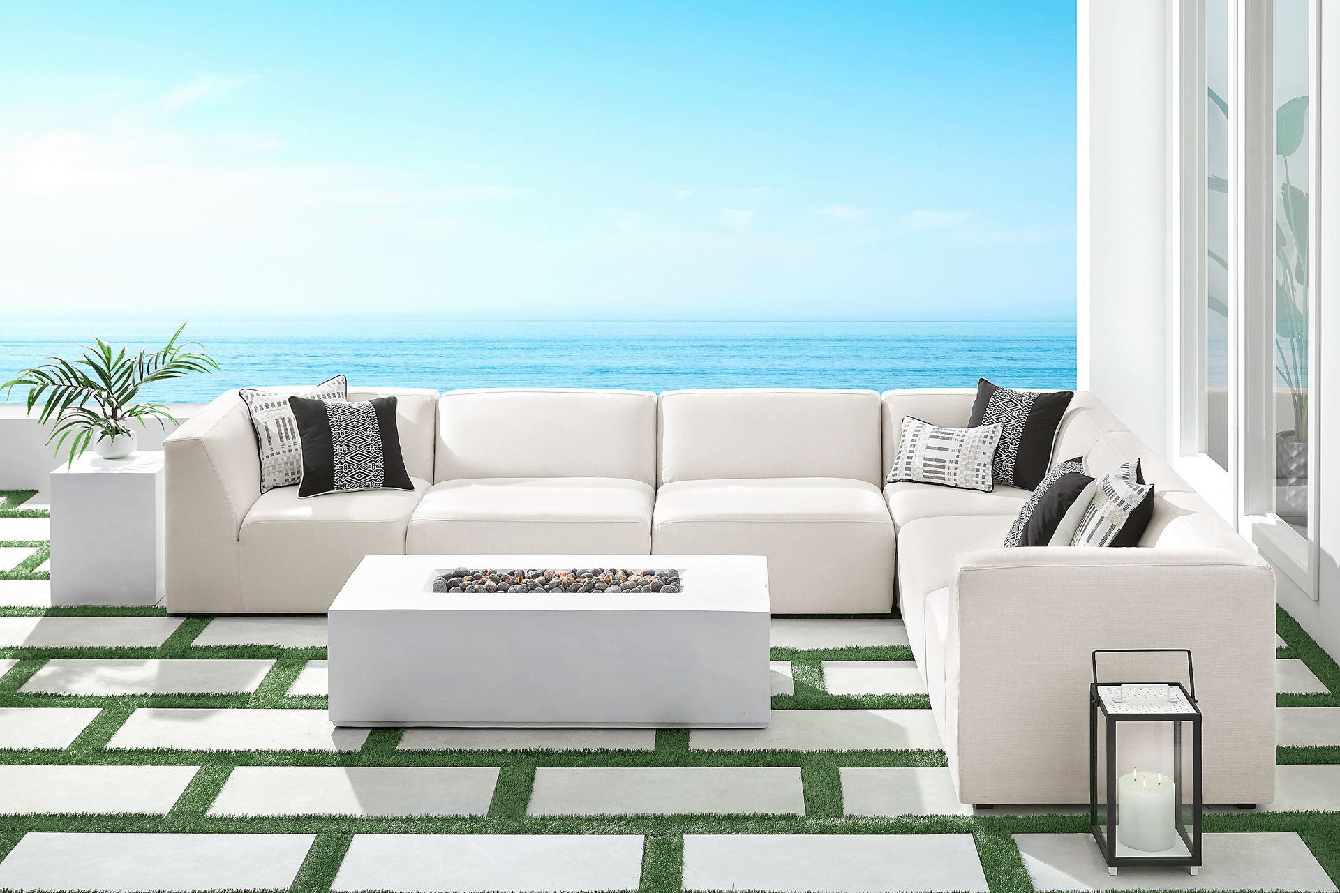 Calay 6 Pc Outdoor Sectional with Vapor Slipcovers - Image 2
