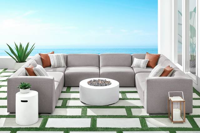 Calay 8 Pc Outdoor Sectional with Ash Slipcovers - Thumbnail - Image 2
