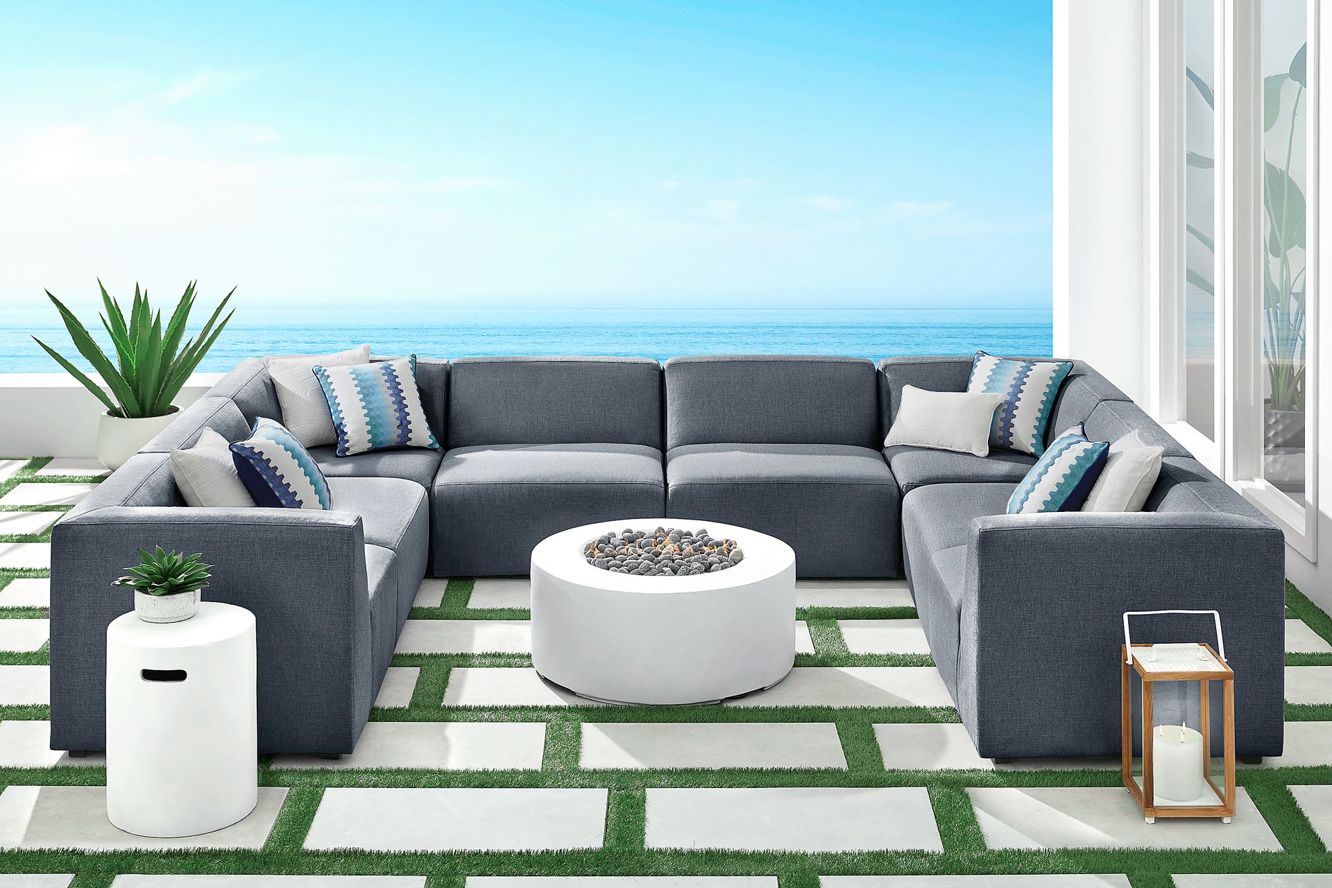 Cindy Crawford Calay Denim Blue 8 Pc Outdoor Sectional Cindy Crawford Calay Denim Blue 8 Pc Outdoor Sectional