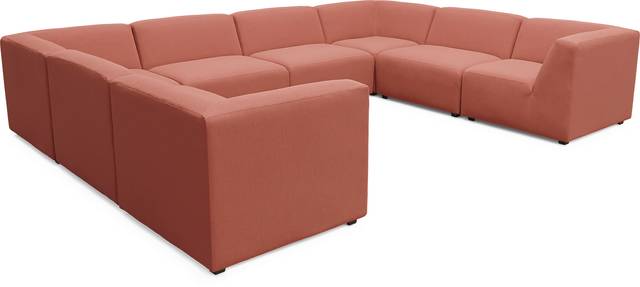 Calay 8 Pc Outdoor Sectional with Persimmon Slipcovers - Thumbnail - Image 1