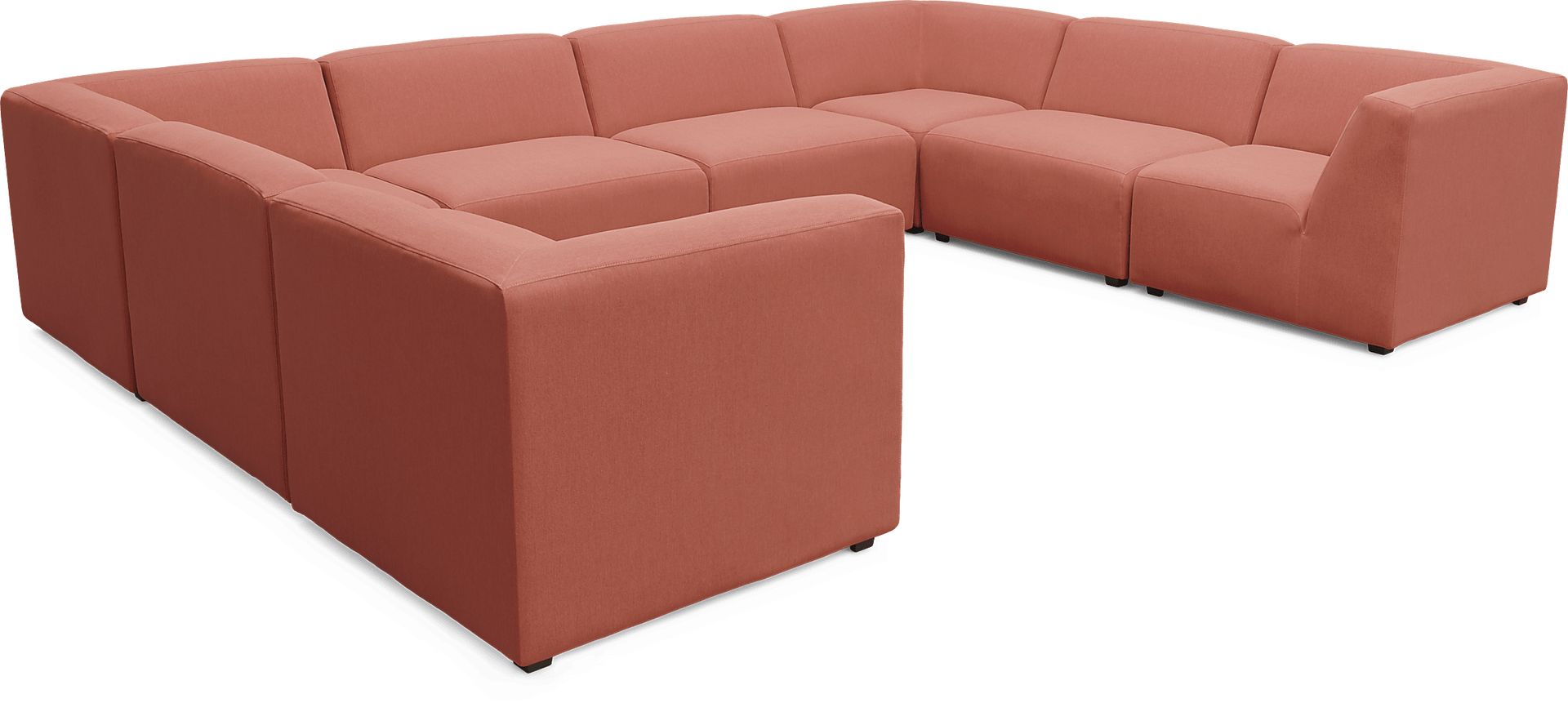 Calay 8 Pc Outdoor Sectional with Persimmon Slipcovers - Image 1