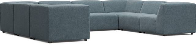Calay 8 Pc Outdoor Sectional with Teal Slipcovers - Thumbnail - Image 3