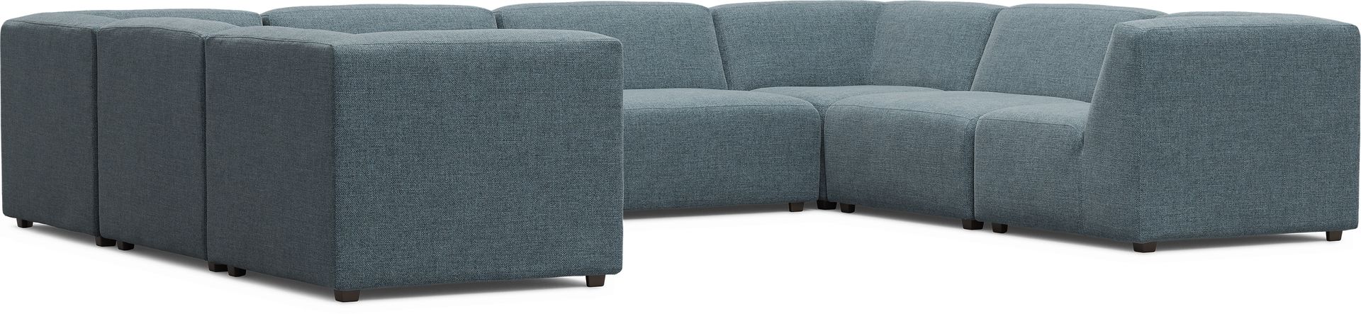 Calay 8 Pc Outdoor Sectional with Teal Slipcovers - Image 3