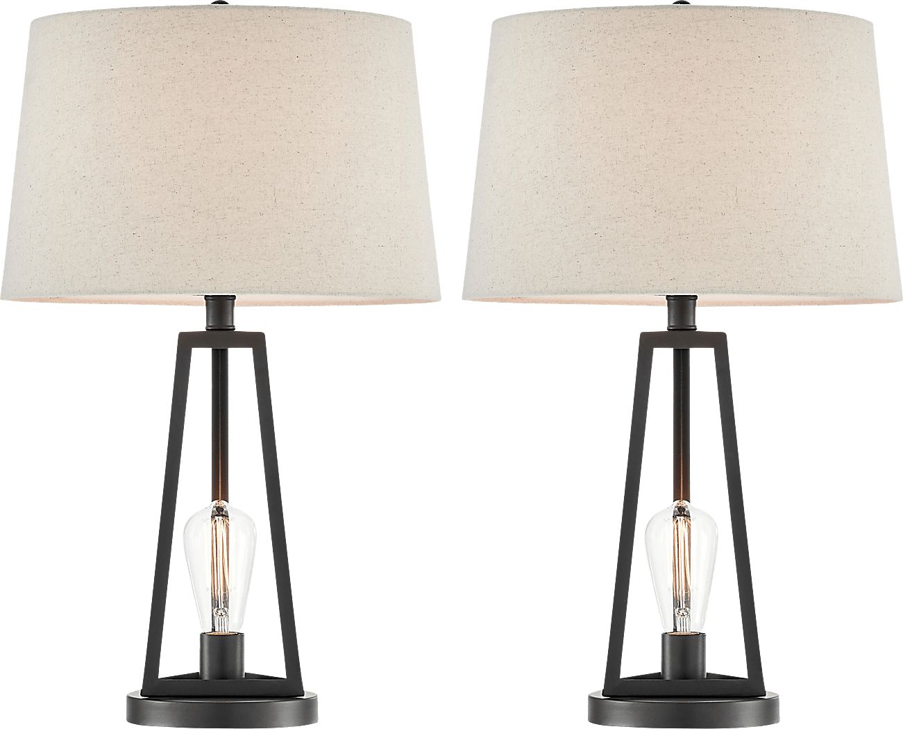 Calbria Shade Black Table Lamps, Set of 2