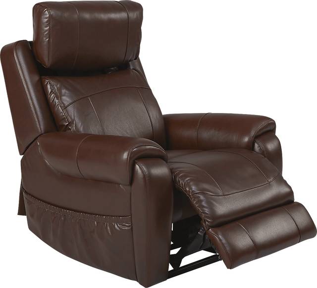 Calden Brown Leather Lift Chair Dual Power Recliner - Thumbnail - Image 2