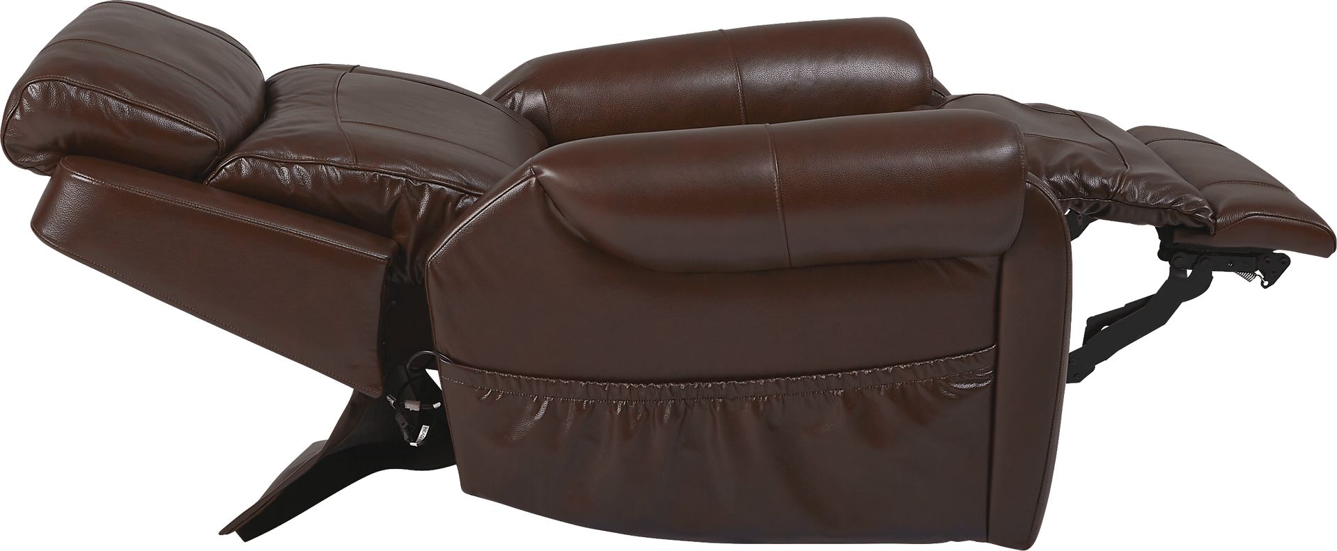 Calden Brown Leather Lift Chair Dual Power Recliner - Image 5
