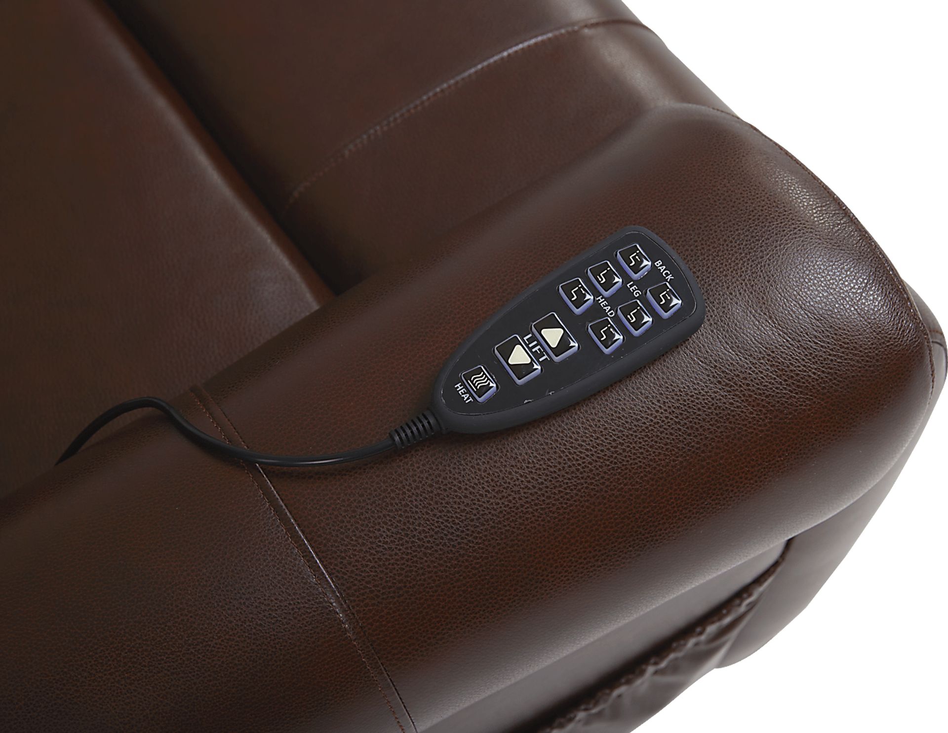 Calden Brown Leather Lift Chair Dual Power Recliner - Image 7