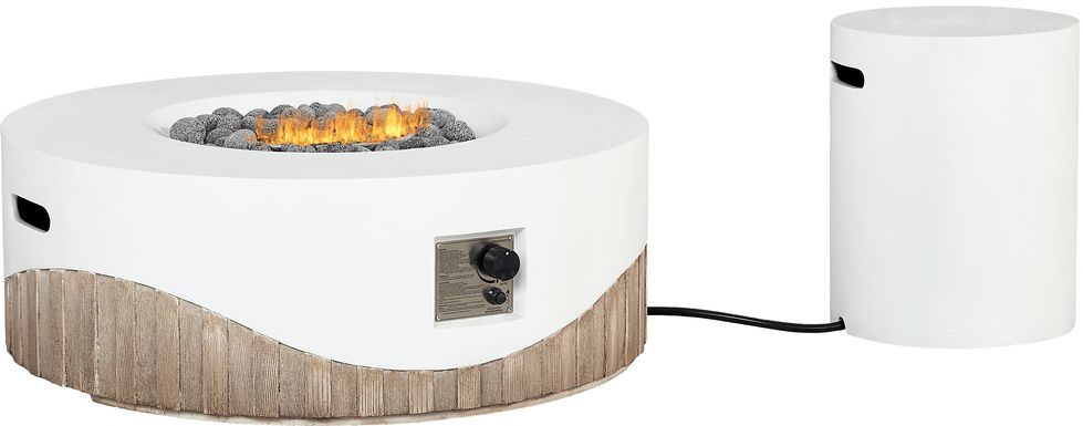 Caldo White Round Fire Pit