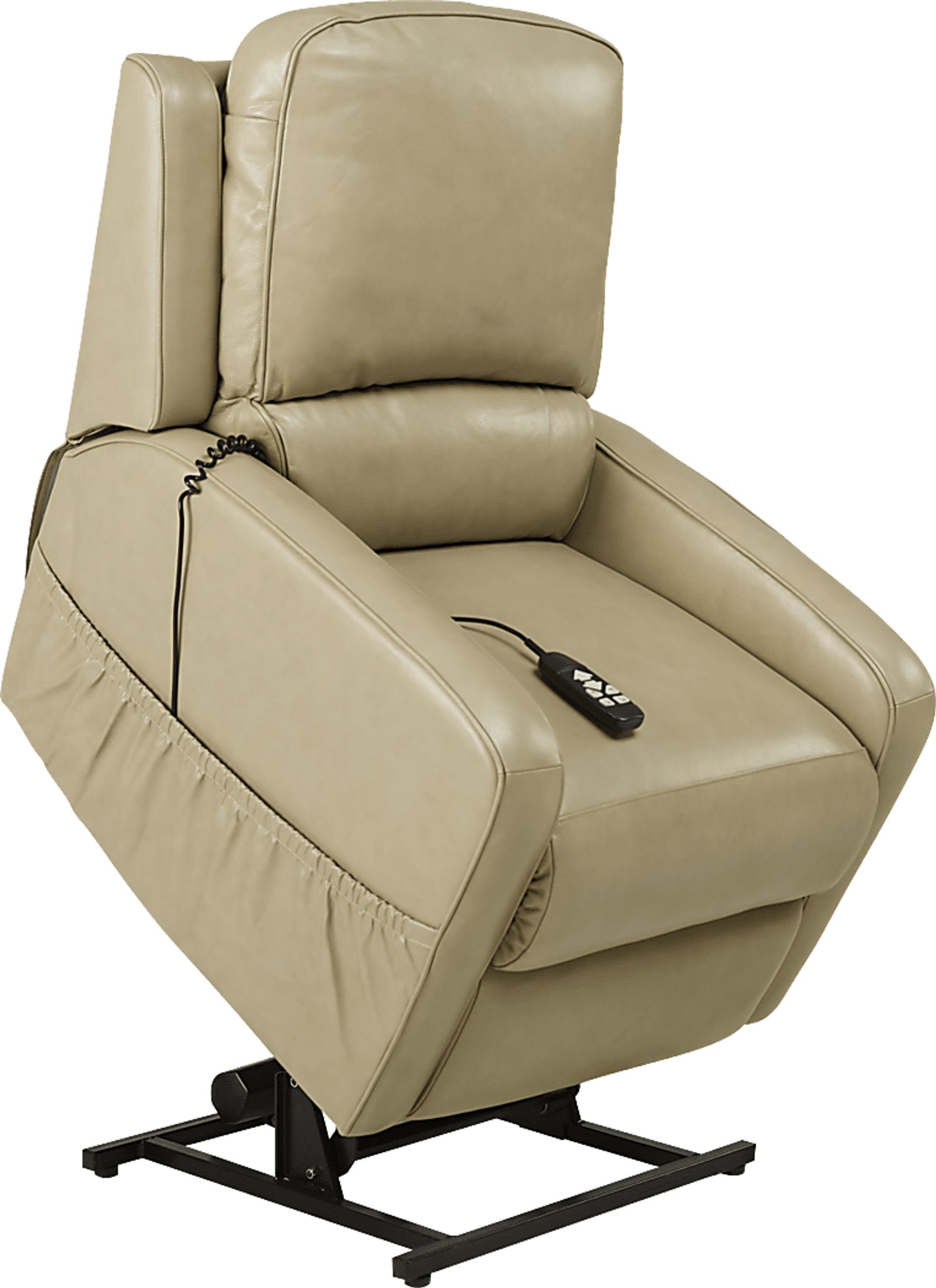 Calero Beige Leather Lift Chair Dual Power Recliner - Image 10