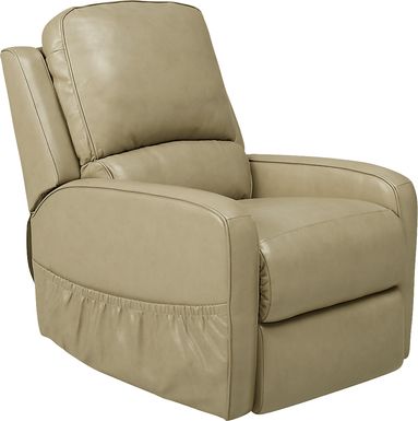Calero Beige Leather Lift Chair Dual Power Recliner