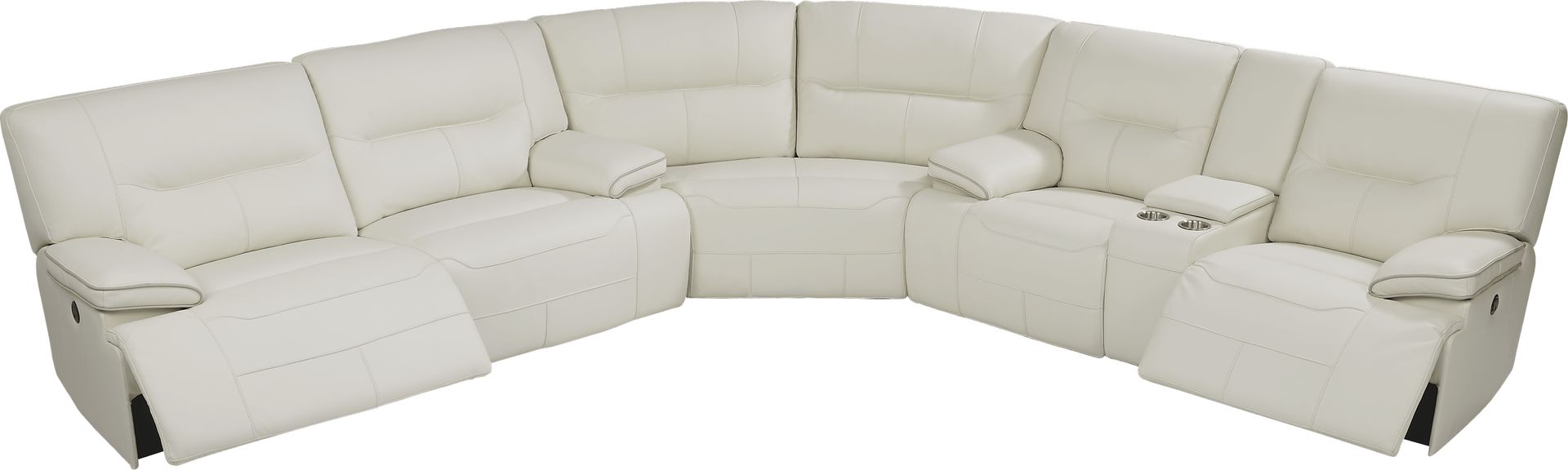 Cindy Crawford Home Caletta Off-White 3 Pc Leather Power Reclining Sectional - Image 3