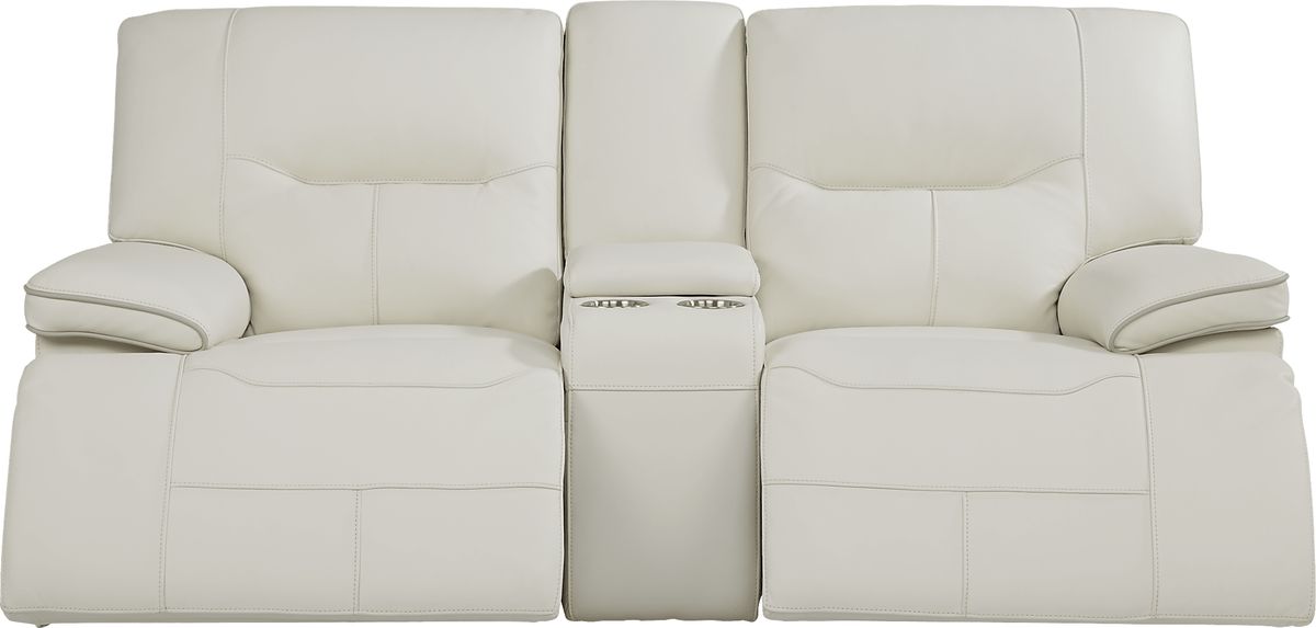 Cindy Crawford Caletta OffWhite Beige,White Leather Manual Reclining