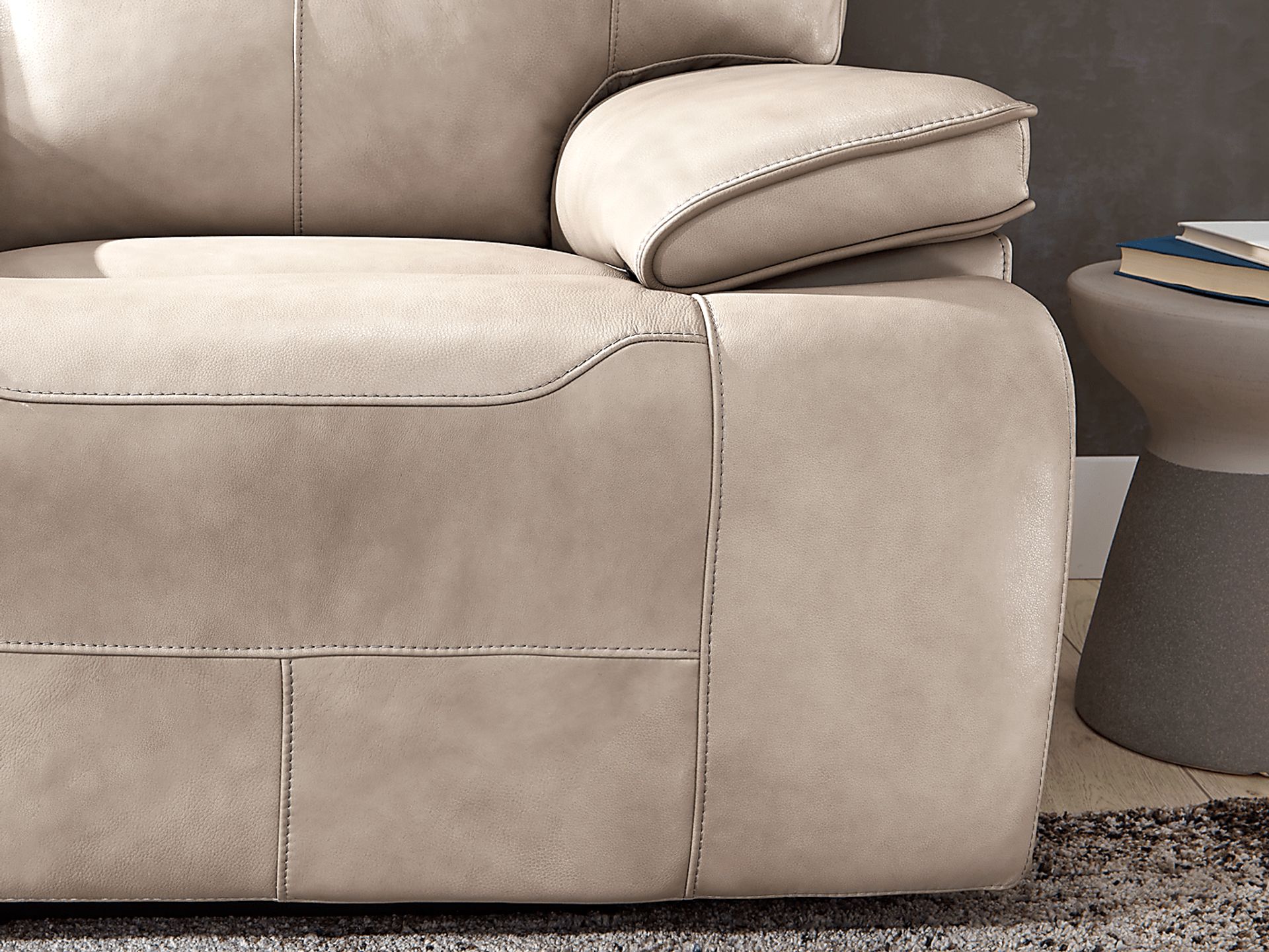 Caletta Way Beige Leather 3 Pc Reclining Sectional - Image 3