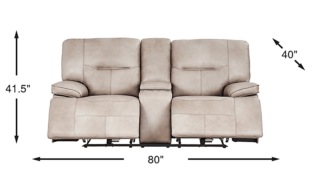 Caletta Way Beige Leather Dual Power Reclining Console Loveseat