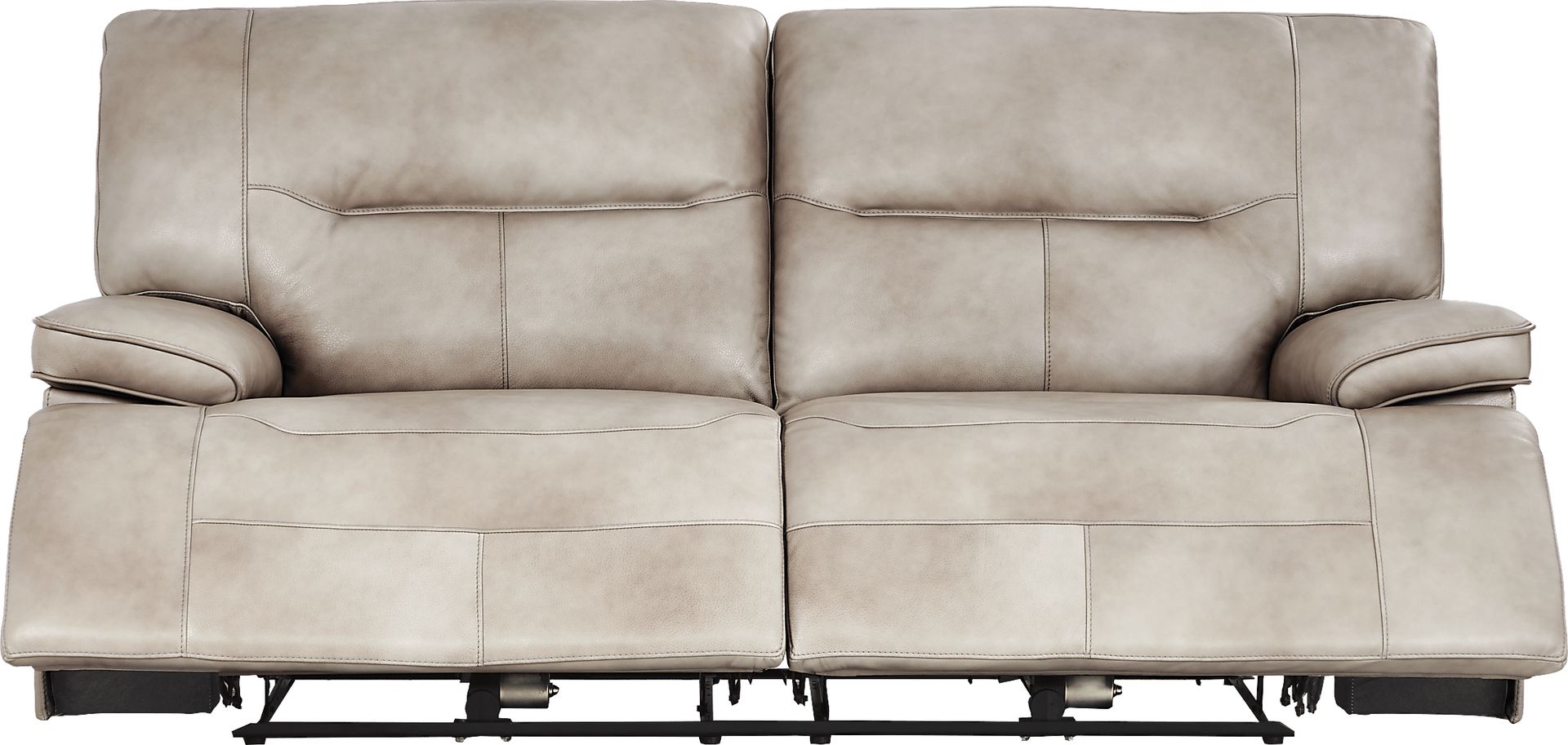 Caletta Way Beige Leather Dual Power Reclining Sofa - Image 1