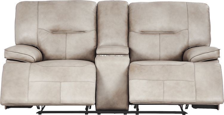 Caletta Way Leather Reclining Console Loveseat