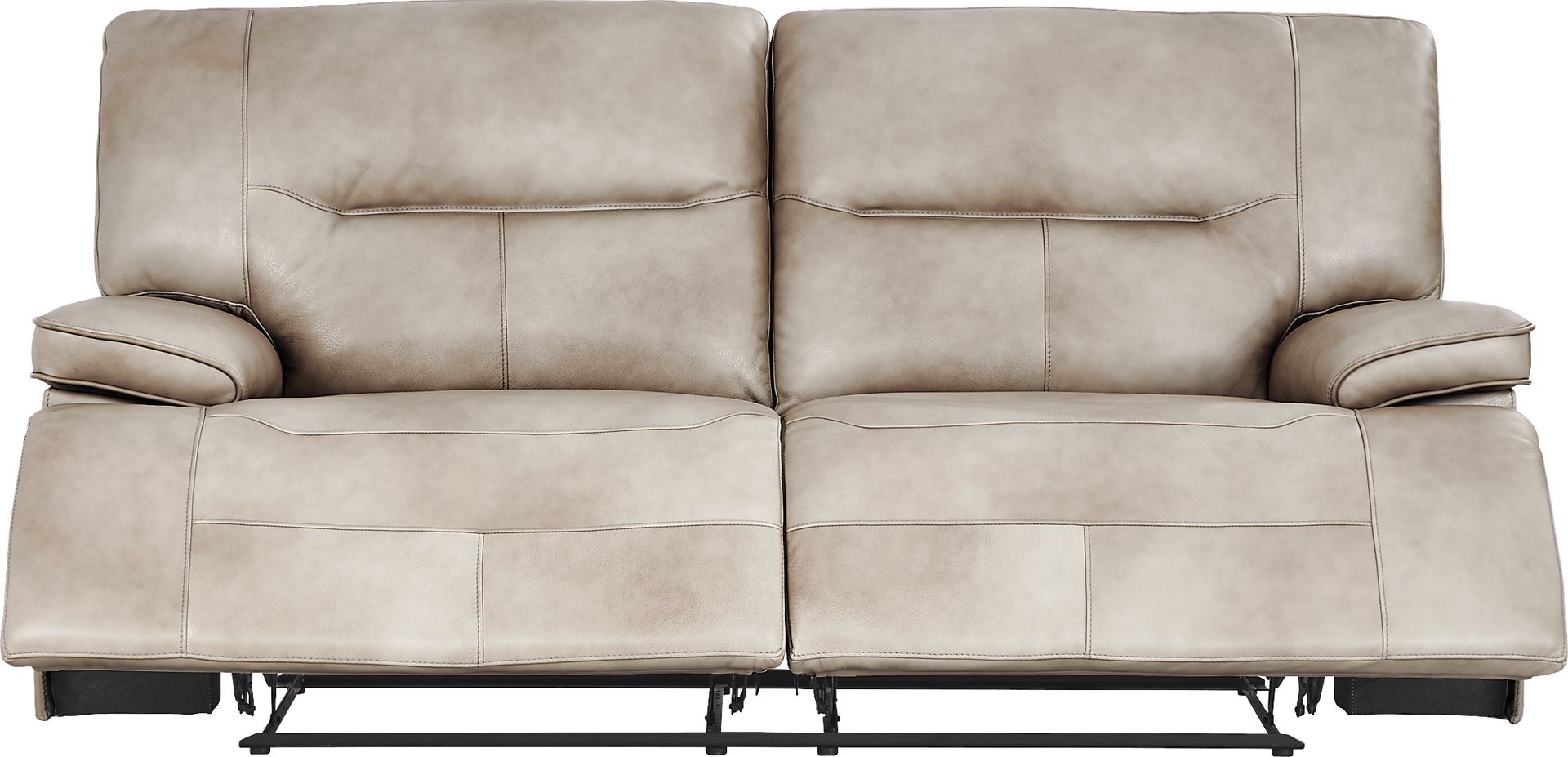 Caletta Way Beige Leather Reclining Sofa - Image 1