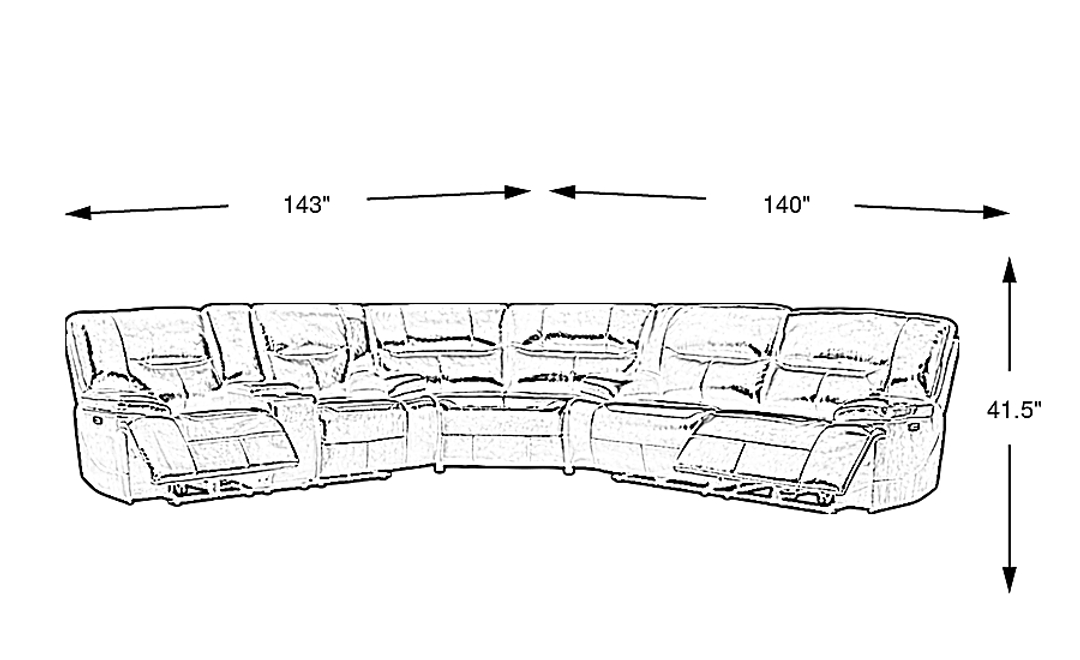 Caletta Way Leather 3 Pc Dual Power Reclining Sectional