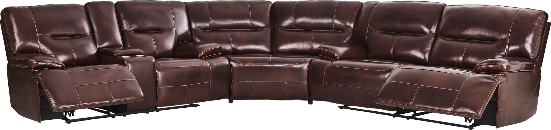 Caletta Way Merlot Leather 3 Pc Reclining Sectional - Image 1