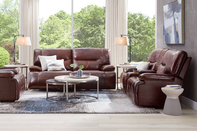 Caletta Way Merlot Leather 8 Pc Dual Power Reclining Living Room with Reclining Sofa - Thumbnail - Image 1