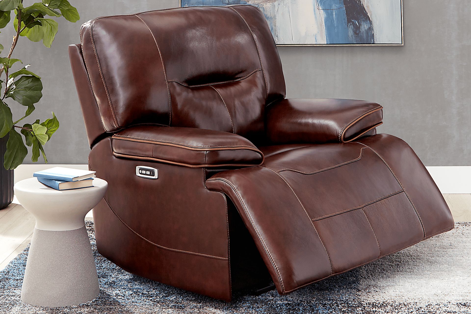 Caletta Way Merlot Leather Dual Power Recliner - Image 3