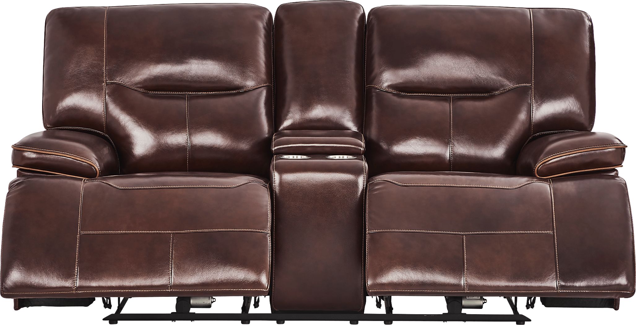 Caletta Way Merlot Leather Dual Power Reclining Console Loveseat