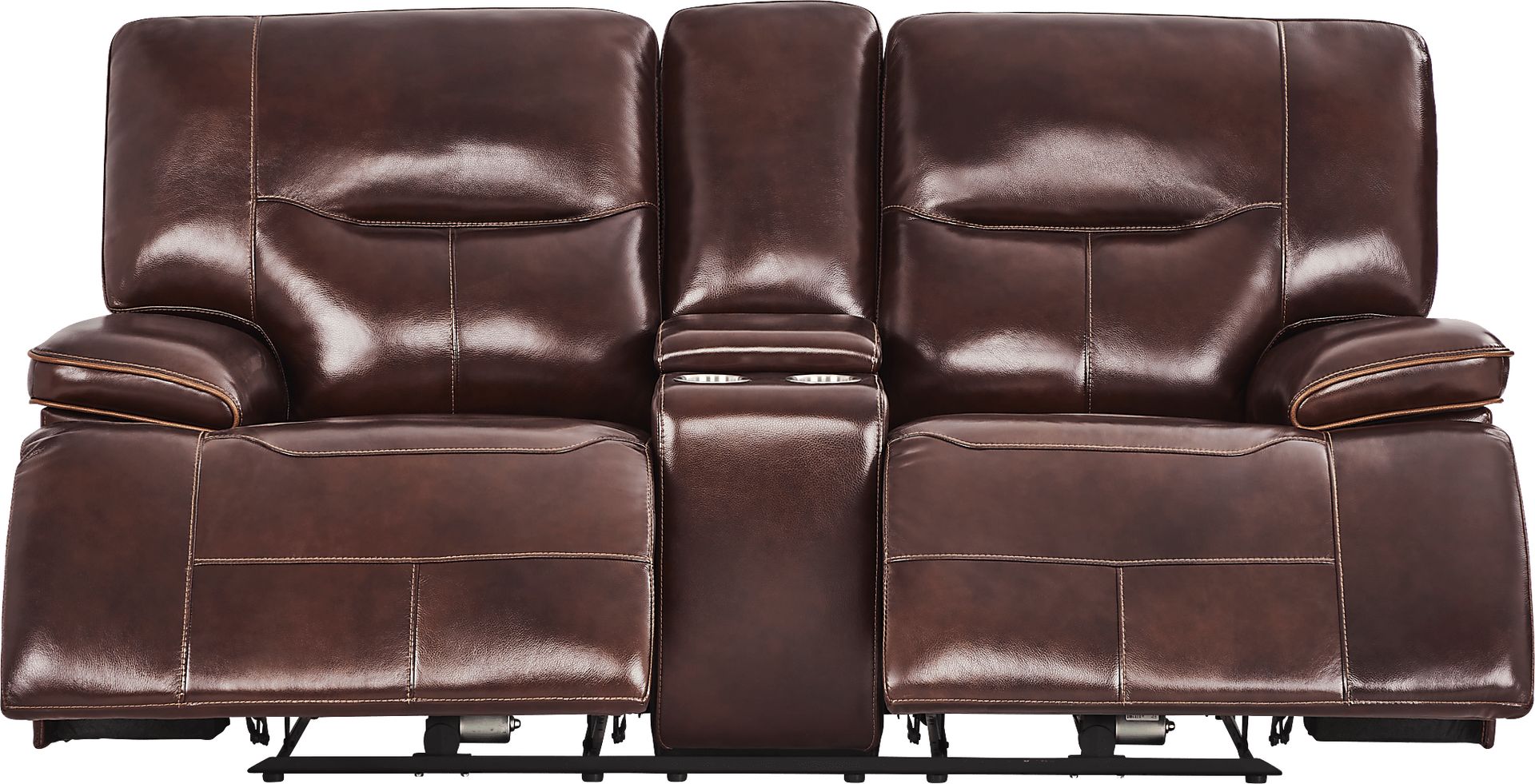 Caletta Way Merlot Leather Dual Power Reclining Console Loveseat - Image 1