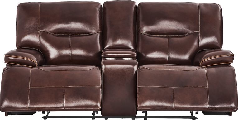 Caletta Way Leather Reclining Console Loveseat