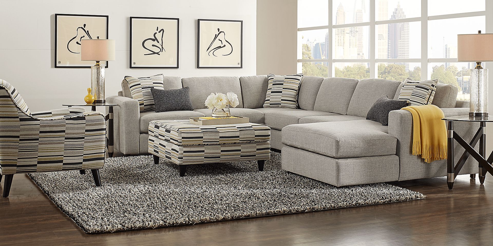 Calgary Heights Beige 5 Pc Sectional Living Room - Image 1