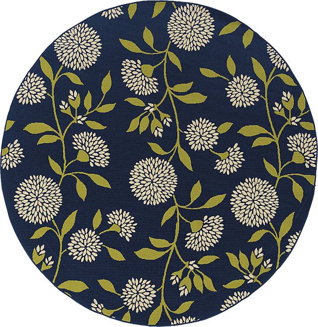 Caliah Blue 7'10 Round Indoor/Outdoor Rug - Thumbnail - Image 1