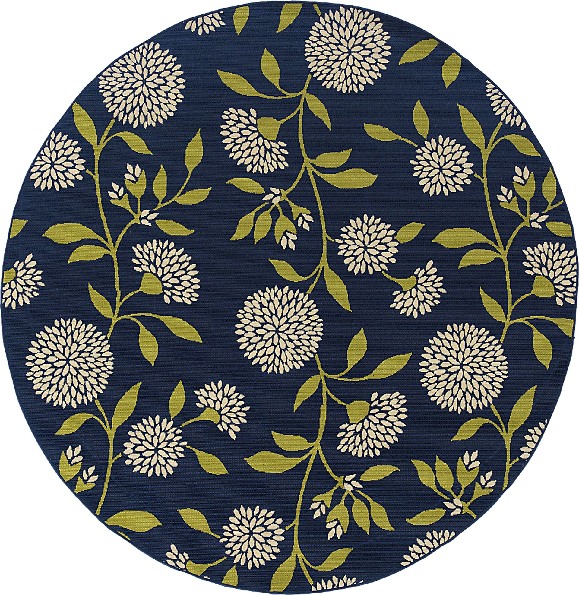 Caliah Blue 7'10 Round Indoor/Outdoor Rug - Image 1