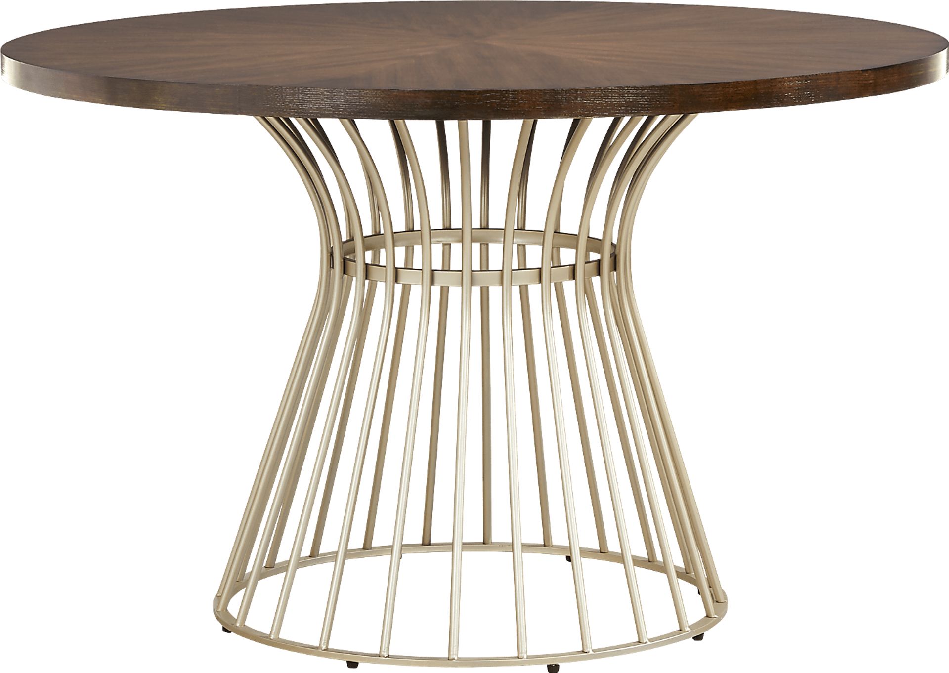 Calisi Brown 5 Pc Round Dining Room with Beige Chairs - Image 2