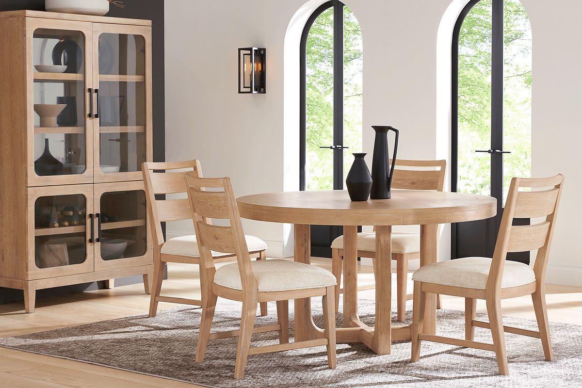 Callen Way 5 Pc Beige Colors,Light Wood,White Dining Room Set With ...